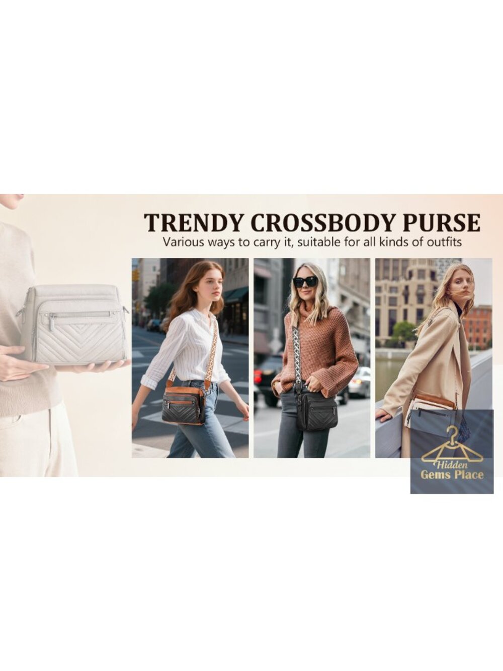 Women's PU Leather Crossbody Bag with Detachable Strap - Picture 6 of 6